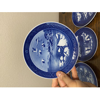 6 VTG Royal Copenhagen Blue & White Christmas Collector Plates 7.25"W DENMARK