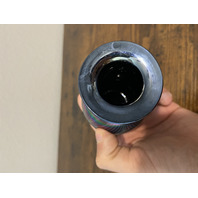 VTG Glass Eye Studio Dark Iridescent PULLED FEATHER Art Glass Vase 4.5"H SIGNED