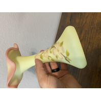 VTG UV REACTIVE FENTON Floral Jack In The Pulpit Art Glass Vase 10 1/8"H SIGNED