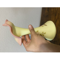 VTG UV REACTIVE FENTON Floral Jack In The Pulpit Art Glass Vase 10 1/8"H SIGNED