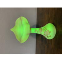 VTG UV REACTIVE FENTON Floral Jack In The Pulpit Art Glass Vase 10 1/8"H SIGNED