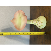 VTG UV REACTIVE FENTON Floral Jack In The Pulpit Art Glass Vase 10 1/8"H SIGNED