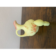 VTG UV REACTIVE FENTON Burmese Floral PAINTED Cruet W/Stopper SIGNED 7"H
