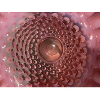 VTG FENTON Cranberry Opalescent Hobnail Ruffled Rim Glass Basket 8"H