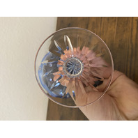 VTG Bohemian Cut To Clear Glass Floral Etched Hock Wine Glasses 7 7/8"H PAIR