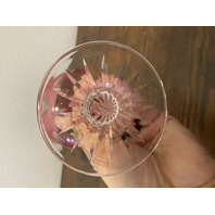 VTG Bohemian Cut To Clear Glass Floral Etched Hock Wine Glasses 7 7/8"H PAIR