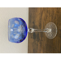 VTG Bohemian Cut To Clear Glass Floral Etched Hock Wine Glasses 7 7/8"H PAIR