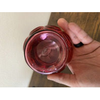 VTG FENTON FENTON Cranberry DRAPERY Clear Twisted Handle Art Glass Basket 10"H