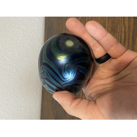 Small VTG PEISER STUDIO Iridescent Swirl Art Glass Vase 3 5/8"H SIGNED DANIEL