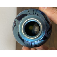 Small VTG PEISER STUDIO Iridescent Swirl Art Glass Vase 3 5/8"H SIGNED DANIEL