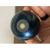 Small VTG PEISER STUDIO Iridescent Swirl Art Glass Vase 3 5/8"H SIGNED DANIEL