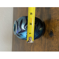 Small VTG PEISER STUDIO Iridescent Swirl Art Glass Vase 3 5/8"H SIGNED DANIEL