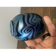 Small VTG PEISER STUDIO Iridescent Swirl Art Glass Vase 3 5/8"H SIGNED DANIEL