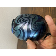 Small VTG PEISER STUDIO Iridescent Swirl Art Glass Vase 3 5/8"H SIGNED DANIEL