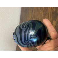 Small VTG PEISER STUDIO Iridescent Swirl Art Glass Vase 3 5/8"H SIGNED DANIEL