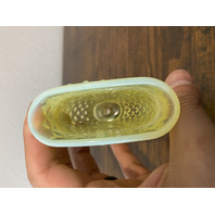 VTG Small UV REACTIVE FENTON Topaz Opalescent Hobnail Fan Art Glass Vase 3.5"H