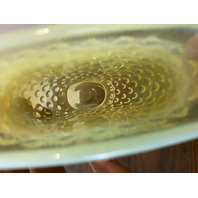 VTG Small UV REACTIVE FENTON Topaz Opalescent Hobnail Fan Art Glass Vase 3.5"H