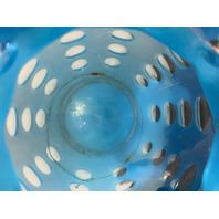 VTG FENTON Blue Opalescent COIN DOT Glass Pitcher + 2 Tumblers SET(3) DAMAGED