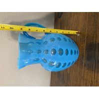 VTG FENTON Blue Opalescent COIN DOT Glass Pitcher + 2 Tumblers SET(3) DAMAGED