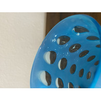 VTG FENTON Blue Opalescent COIN DOT Glass Pitcher + 2 Tumblers SET(3) DAMAGED