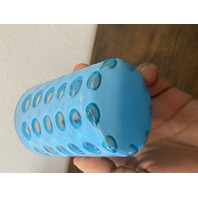 VTG FENTON Blue Opalescent COIN DOT Glass Pitcher + 2 Tumblers SET(3) DAMAGED