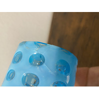 VTG FENTON Blue Opalescent COIN DOT Glass Pitcher + 2 Tumblers SET(3) DAMAGED