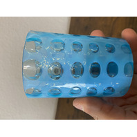 VTG FENTON Blue Opalescent COIN DOT Glass Pitcher + 2 Tumblers SET(3) DAMAGED