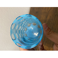 VTG FENTON Blue Opalescent COIN DOT Glass Pitcher + 2 Tumblers SET(3) DAMAGED