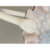 VTG Kanawha Milk Glass Red/White Hobnail Art Glass Basket 7.5"H