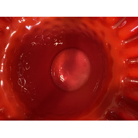 VTG Kanawha Milk Glass Red/White Hobnail Art Glass Basket 7.5"H