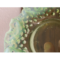 VTG UV REACTIVE FENTON Green Opalescent Hobnail Candy Dish 5.5"W