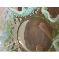 VTG UV REACTIVE FENTON Green Opalescent Hobnail Candy Dish 5.5"W