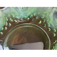 VTG UV REACTIVE FENTON Green Opalescent Hobnail Candy Dish 5.5"W