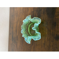 VTG UV REACTIVE FENTON Green Opalescent Hobnail Candy Dish 5.5"W