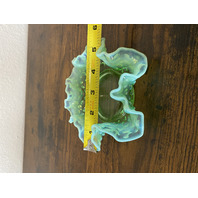 VTG UV REACTIVE FENTON Green Opalescent Hobnail Candy Dish 5.5"W