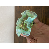 VTG UV REACTIVE FENTON Green Opalescent Hobnail Candy Dish 5.5"W