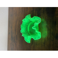 VTG UV REACTIVE FENTON Green Opalescent Hobnail Candy Dish 5.5"W