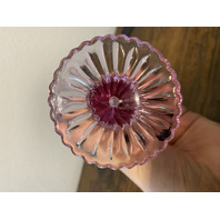 RARE MIKE FENTON 2002 Family Signing Event Dusty Rose Ribbed Art Glass Basket 9"