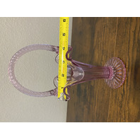 RARE MIKE FENTON 2002 Family Signing Event Dusty Rose Ribbed Art Glass Basket 9"