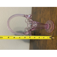 RARE MIKE FENTON 2002 Family Signing Event Dusty Rose Ribbed Art Glass Basket 9"