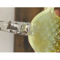 VTG UV REACTIVE FENTON Topaz Opalescent HOBNAIL Art Glass Basket 6.5"H