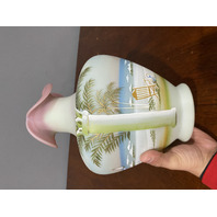 FENTON LTD ED #655/1950 95th Anniversary COASTAL WATERS Burmese Vase 11"H SIGNED