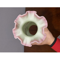 FAGCA 2000 FENTON Burmese LOTUS MIST Butterfly Hurricane Candle Lamp 10.25"H HTF