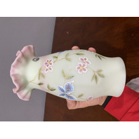 FAGCA 2000 FENTON Burmese LOTUS MIST Butterfly Hurricane Candle Lamp 10.25"H HTF