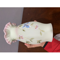 FAGCA 2000 FENTON Burmese LOTUS MIST Butterfly Hurricane Candle Lamp 10.25"H HTF