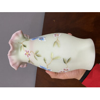 FAGCA 2000 FENTON Burmese LOTUS MIST Butterfly Hurricane Candle Lamp 10.25"H HTF