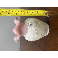 FENTON #1237/2950 95th Anniversary LOTUS MIST BUTTERFLY Burmese Vase 5.25"H