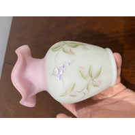 FENTON #1237/2950 95th Anniversary LOTUS MIST BUTTERFLY Burmese Vase 5.25"H