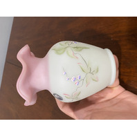 FENTON #1237/2950 95th Anniversary LOTUS MIST BUTTERFLY Burmese Vase 5.25"H