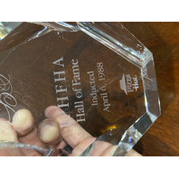 VTG Baccarat Crystal Menhir Etched IPHFHA HALL OF FAME PIZZA HUT Award 7.75"H